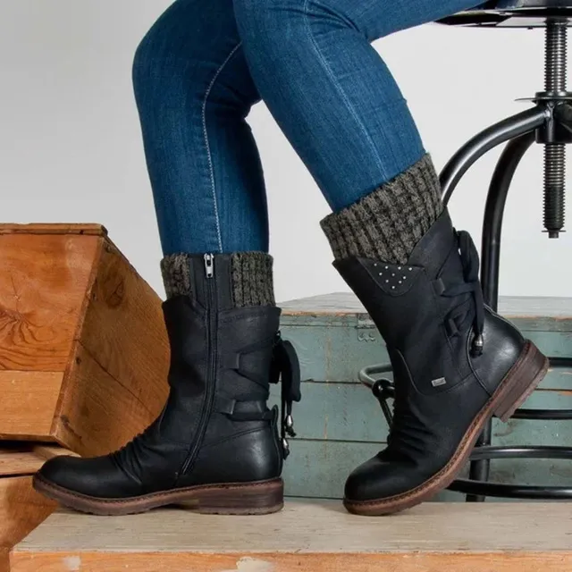 Women Winter Boots Mid Calf Snow Boots Black - Shop at LoveMi