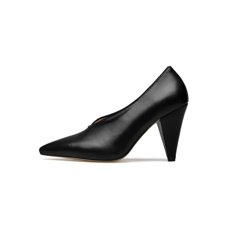 Pointed V-mouth shoes - Black