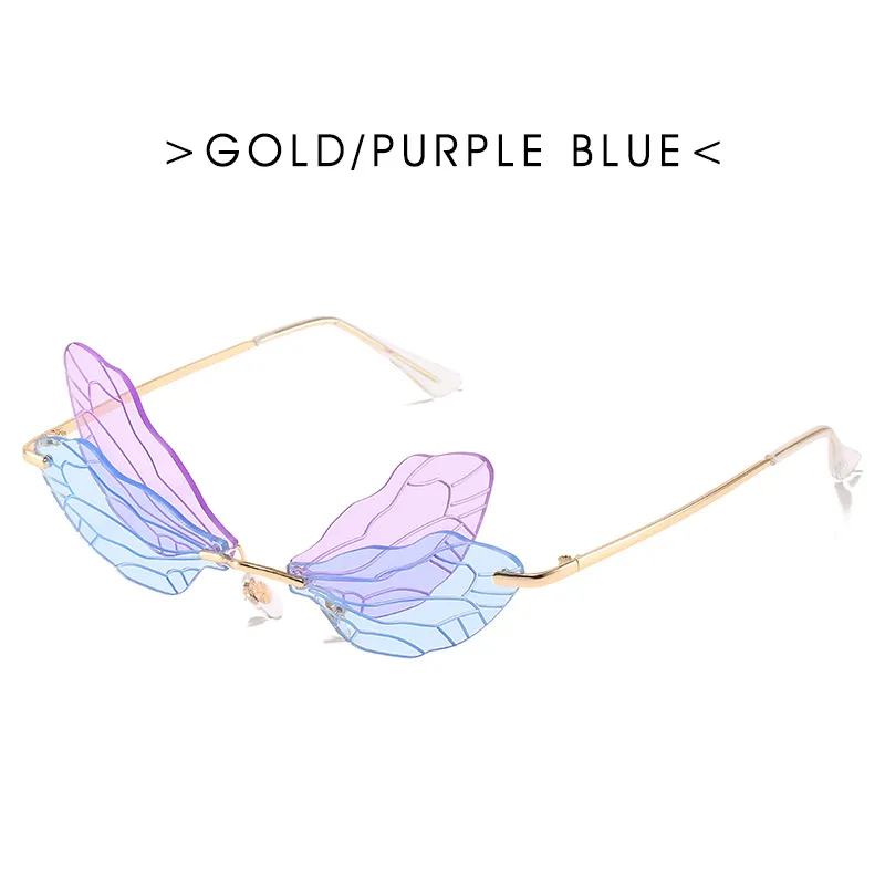Dragonfly wings sunglasses - Glod Purple Blue