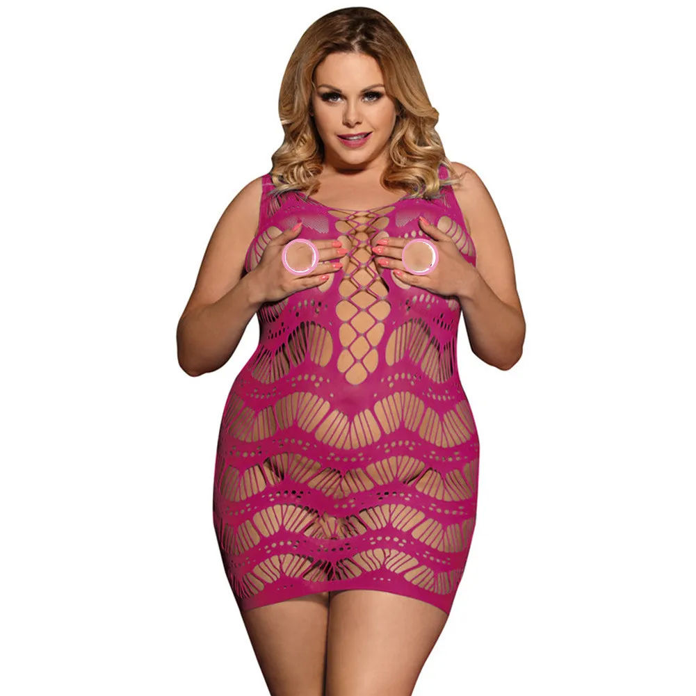 Ladies lace body socks - Rose Red
