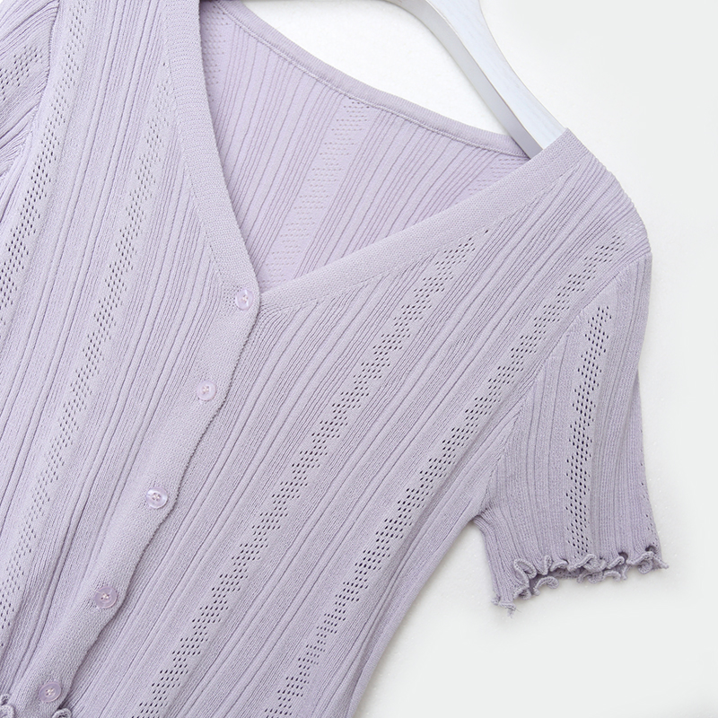 Retro ice silk hollow knit sweater