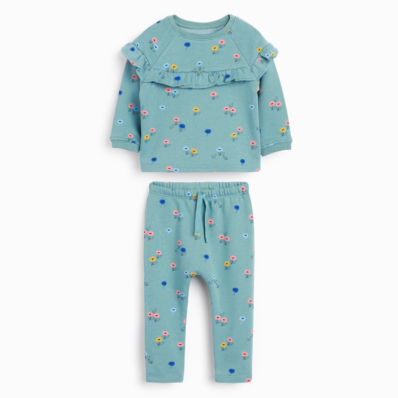 Knitted long-sleeved cotton children's suit