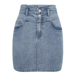 Hip denim skirt - Denim Blue - View 1