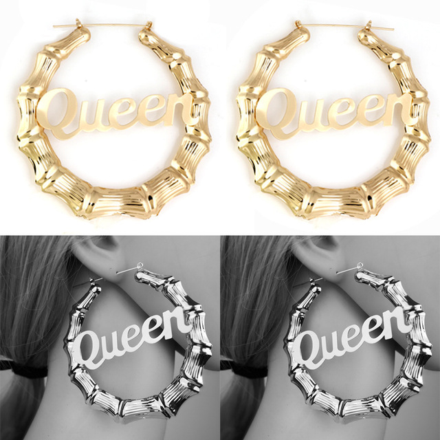 English Letter Queen Bamboo Earrings
