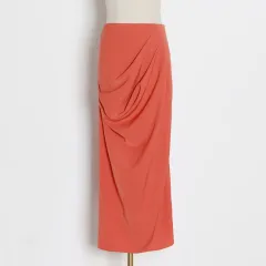 High-waisted sexy pleated skirt - Orange - View 1