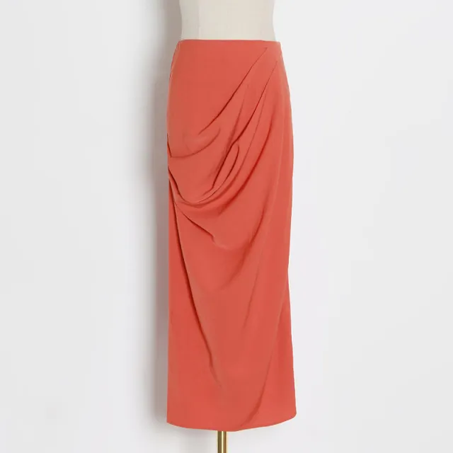 High waisted sexy pleated skirt Orange - Shop at LoveMi
