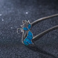 Pendant Blue Opal Necklace Jewellery Gift for Women - Blue - View 1