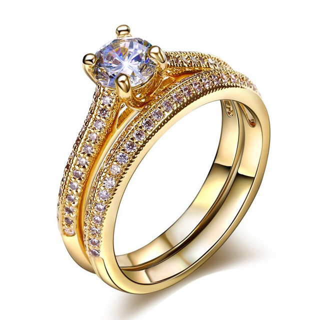 Copper inlaid zircon women's diamond ring