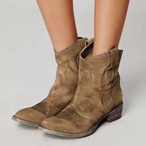 Square Heel Low Martin Boots Brown - Shop at LoveMi