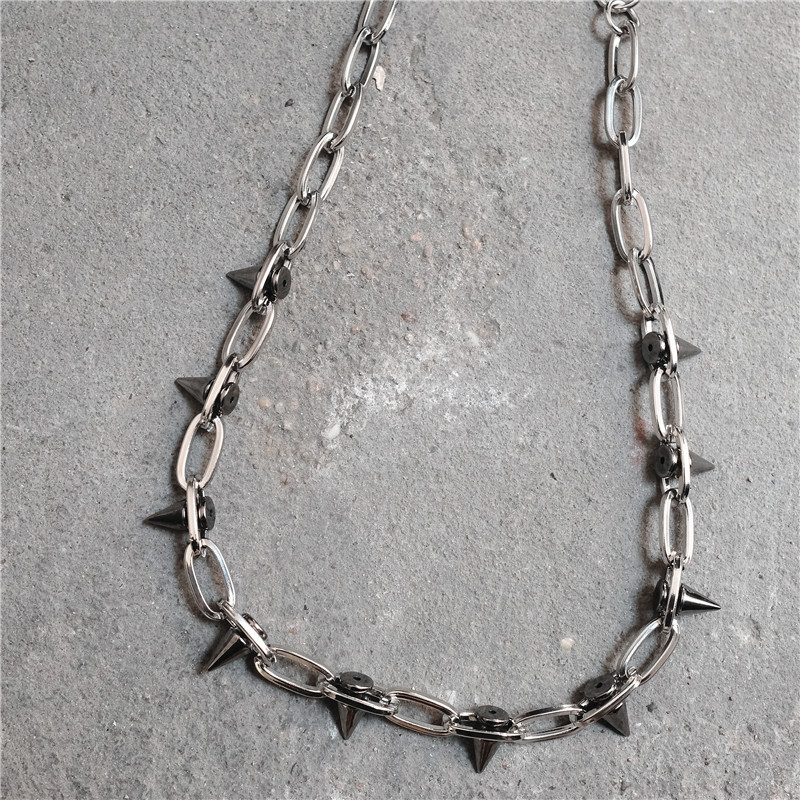 Rivet waist chain pants chain