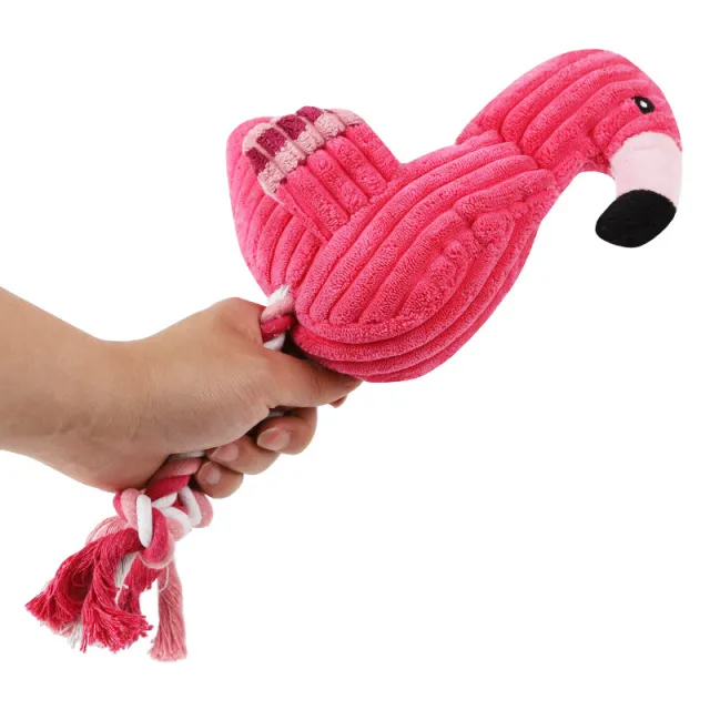 Brushed Velvet Animal Shape Vocal Flamingo Wear Resistant Bite Resistant Dog Toy Red - Shop at LoveMi