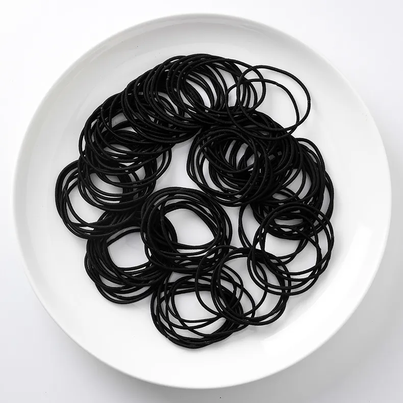Simple small loop thin high elastic hair rope - Black Big Circle