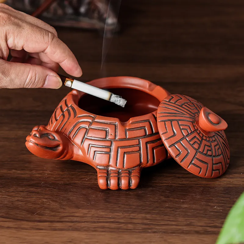 Purple sand ashtray practical tea set with lid - Red Turtle