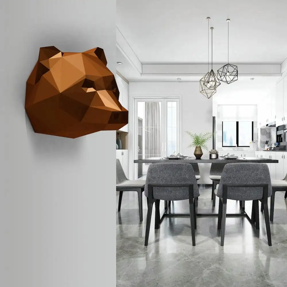 Bear head origami model
