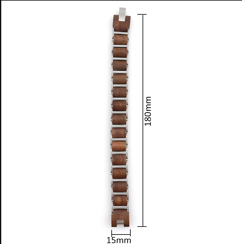 Stainless Steel Jewelry Bracelet With Wood Inlay
