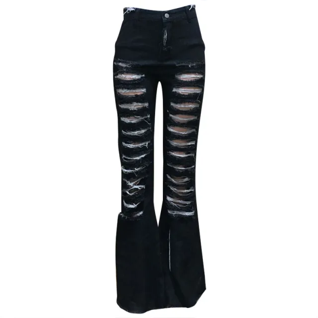Personalized street trend flared denim pants Black - Shop at LoveMi