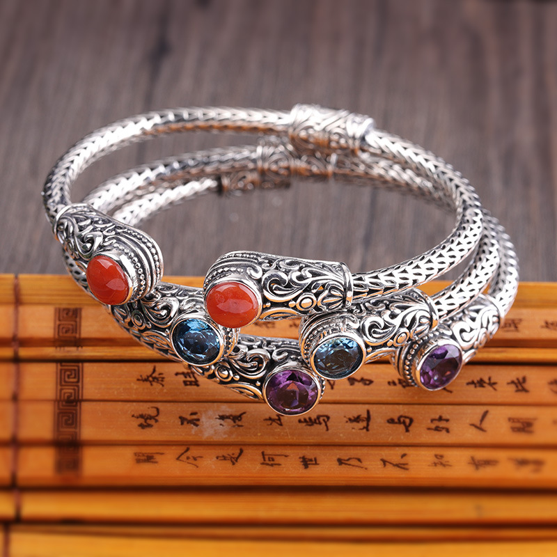Handmade Indonesian style ladies topaz bracelet