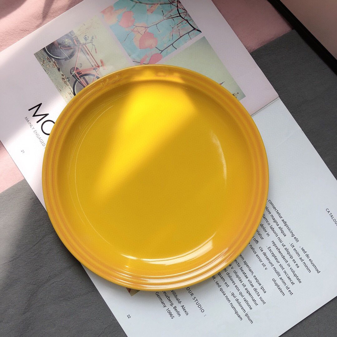 Colorful enamel rainbow plate set ceramic plate