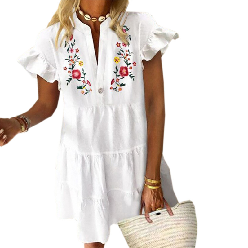 Small Daisy print V-neck skirt