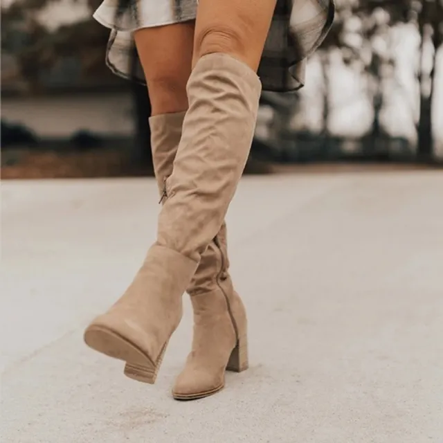 Side zip over the knee boots Apricot - Shop at LoveMi
