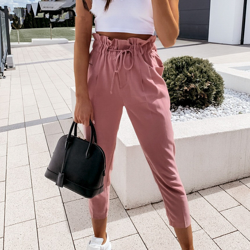 Casual pants with wooden ears