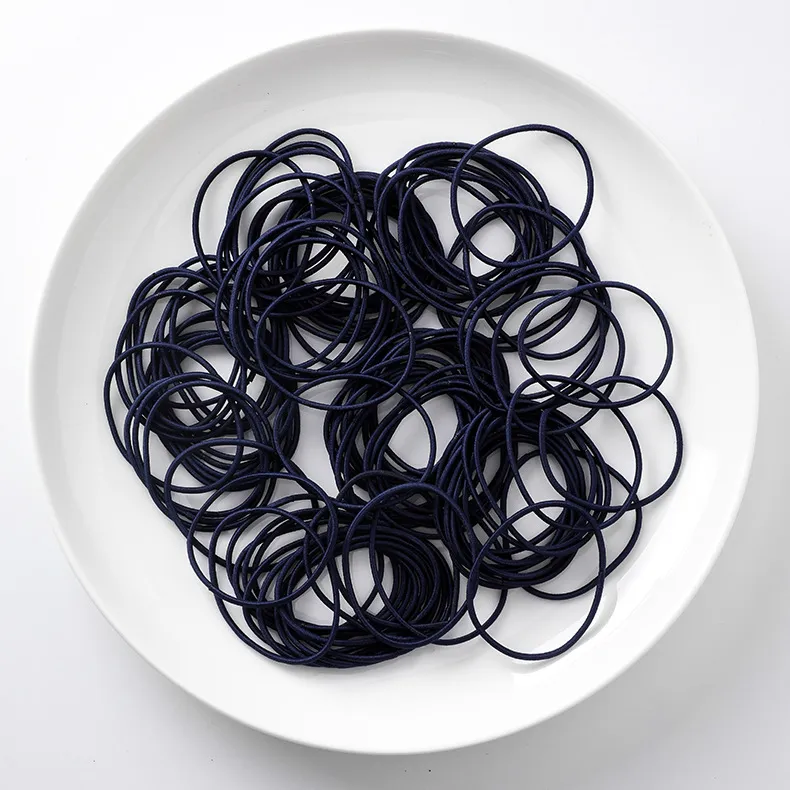 Simple small loop thin high elastic hair rope - Dark Blue Big Circle