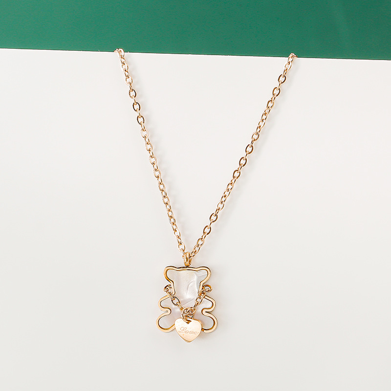 Bear clavicle chain love necklace