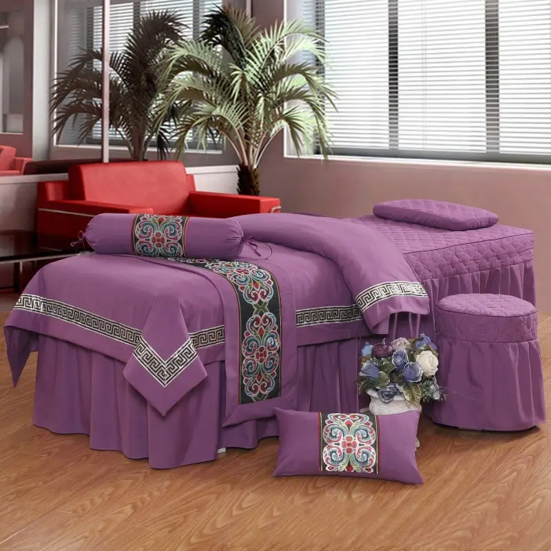 Four-piece High-end Pure Color Beauty Bedspread