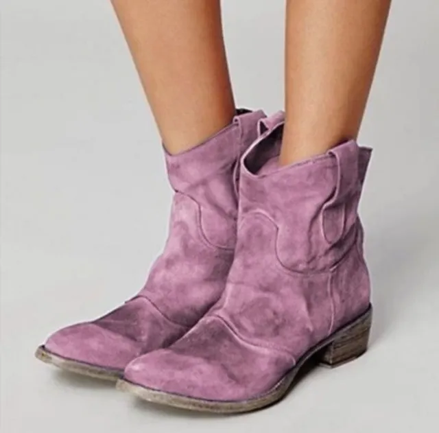 Square Heel Low Martin Boots Purple - Shop at LoveMi