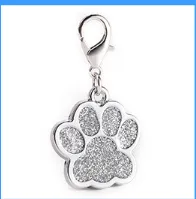 Zinc alloy custom glitter foot paw dog tag Silver - Shop at LoveMi
