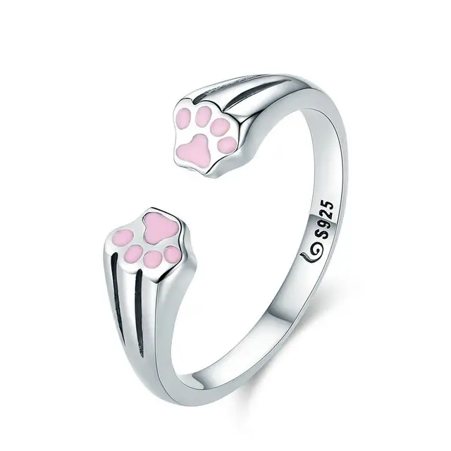 Sterling silver ring cute pet paw print