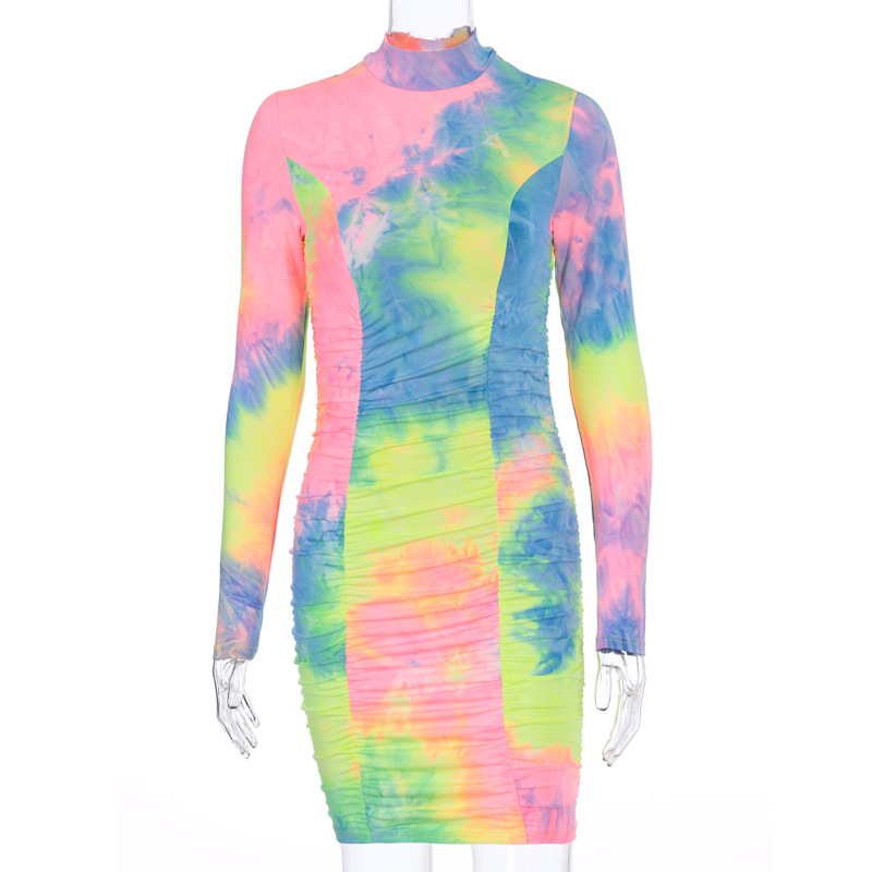 Tie-dye print fashion dress