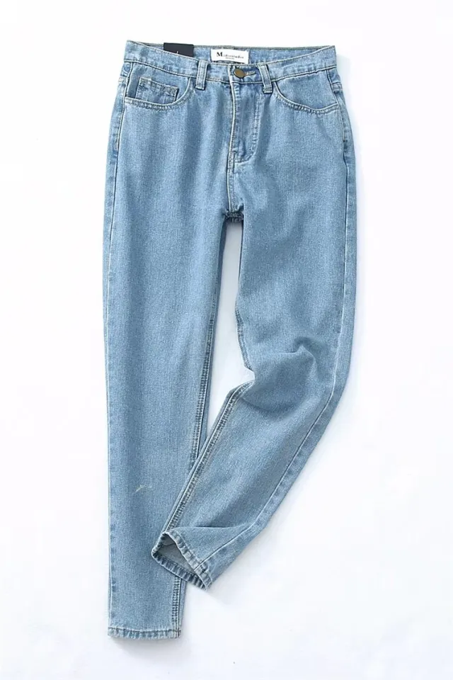 High waist loose fitting harem pants trousers Light Blue - Shop at LoveMi
