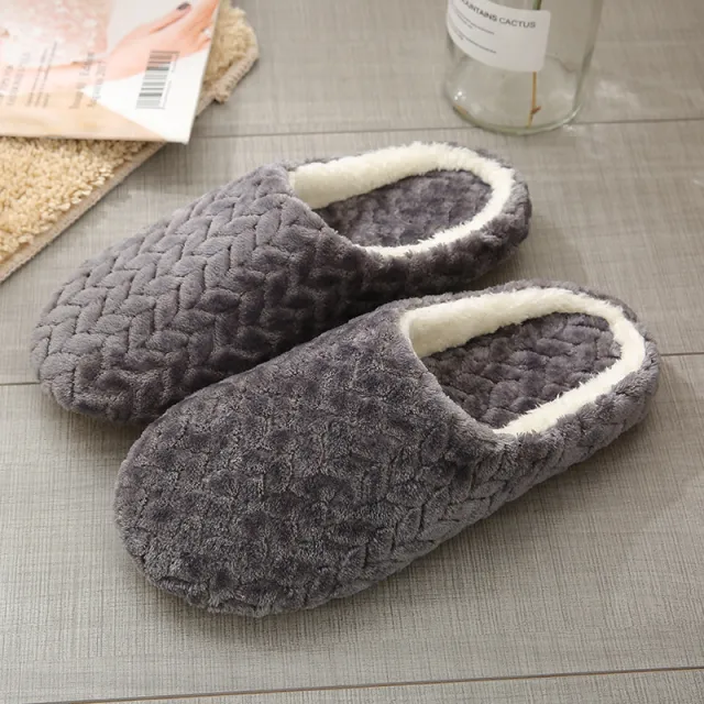 Non slip suede plush slippers Grey - Shop at LoveMi