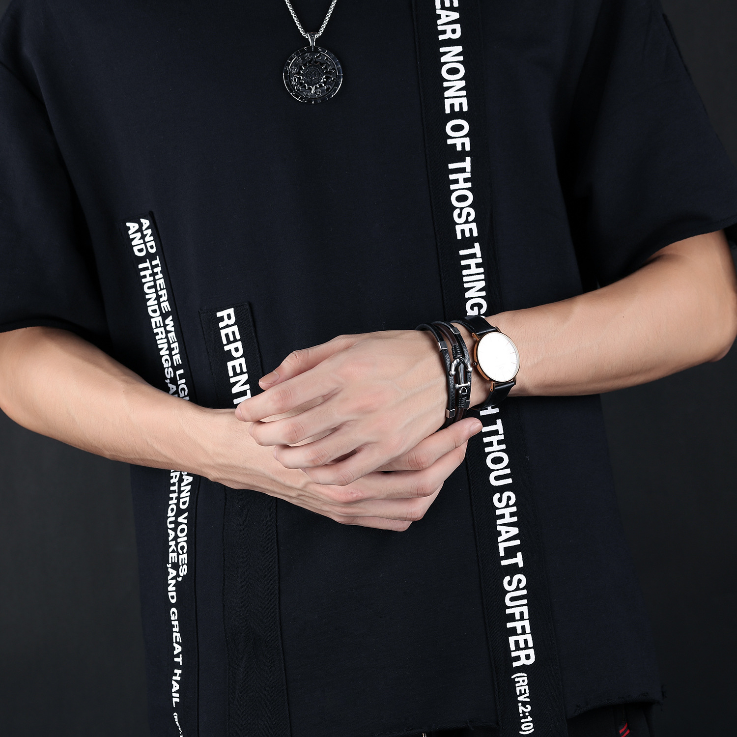 Retro man's hand woven hand rope and accessories