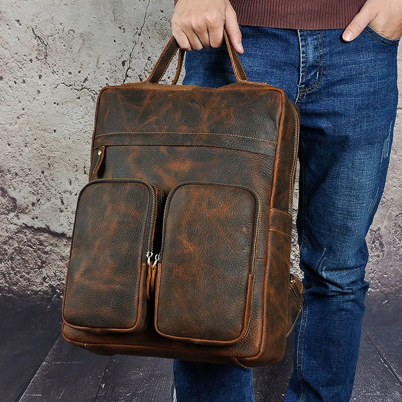 Leather Shoulder Bag youth fashion top leather backpack