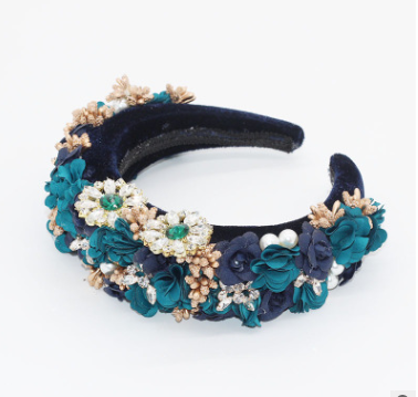Sponge bridal crystal headband Blue - Shop at LoveMi