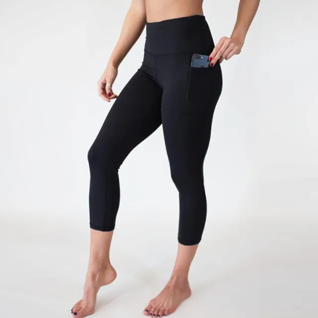 Solid color yoga pants for women with pockets Black - Shop at LoveMi