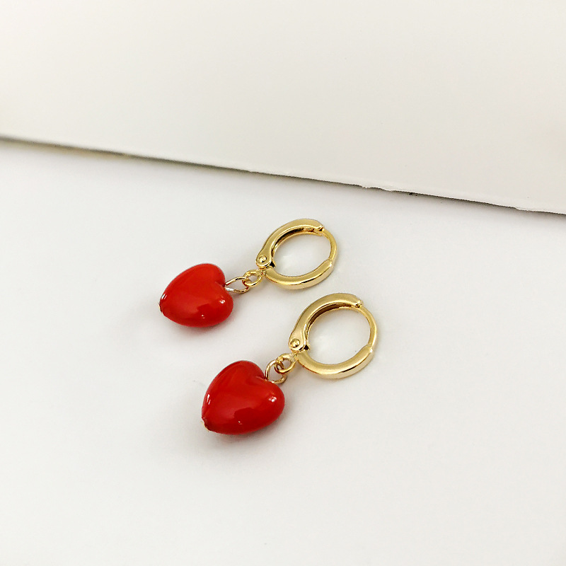Love enamel personalized C-shaped earrings