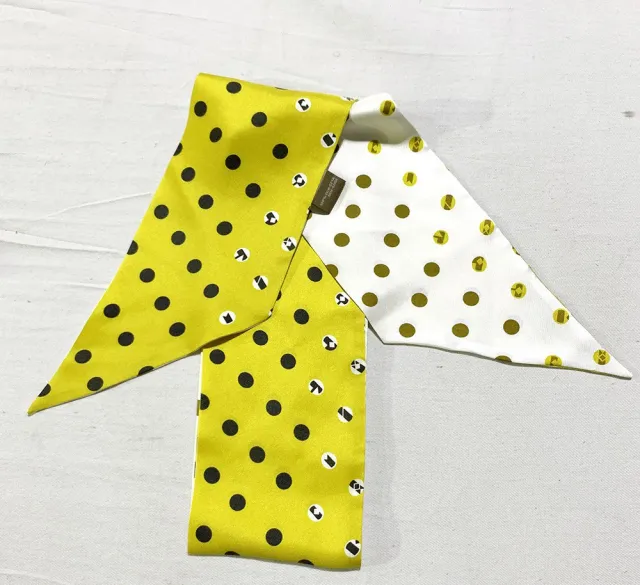 Polka dot double stitching small long scarf Yellow - Shop at LoveMi