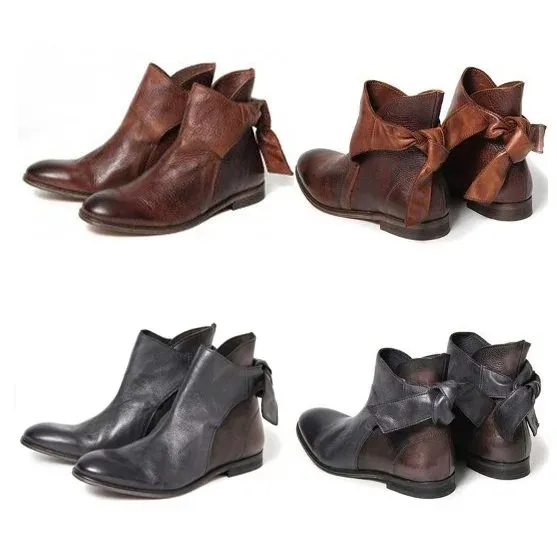 Fish mouth low heel buckle Martin boots Grey - Shop at LoveMi
