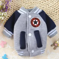 Dog baseball uniform cotton sweater - Grey - View 1