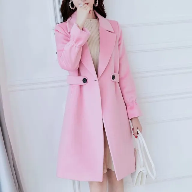 Women's woolen coat mid length Pink - Shop at LoveMi