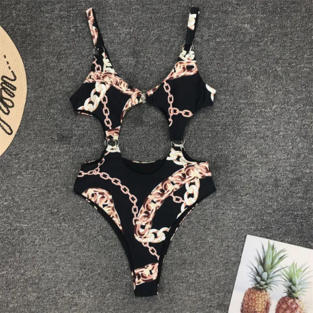 Sexy hollow stitching one piece bikini Black - Shop at LoveMi