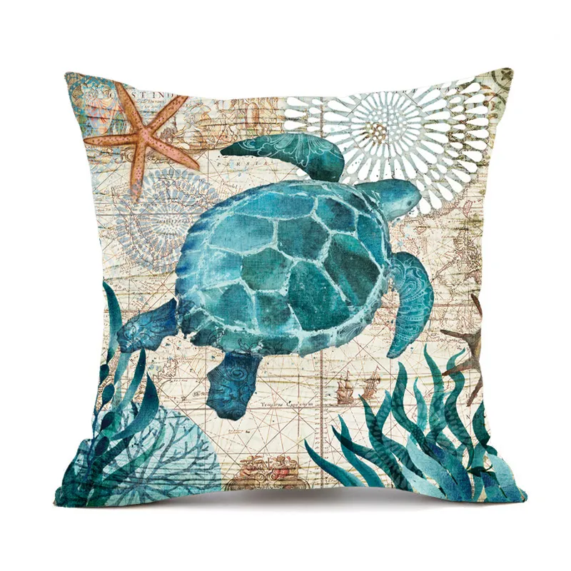 Cushion Covers Sea Turtle Printed Throw Pillow Cases For Home Decor Sofa Chair Seat - Sea Turtle