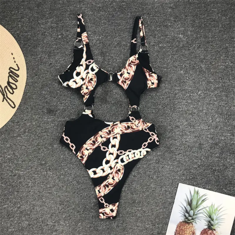 Sexy hollow stitching one-piece bikini