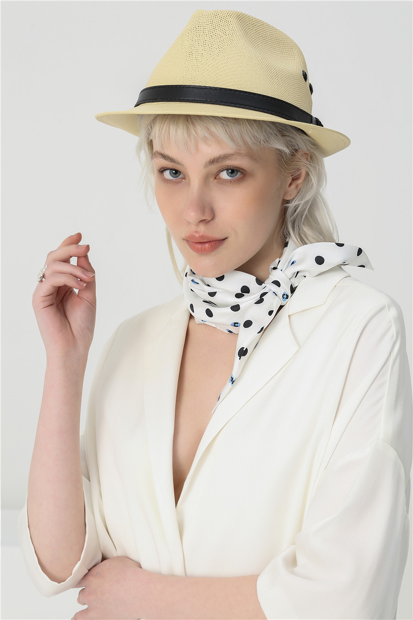 Polka dot double stitching small long scarf