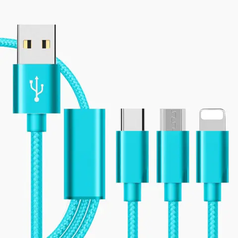Three-in-one Charging Cable for Mobile Phones