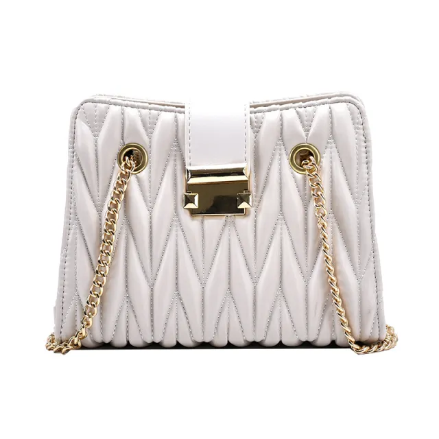 Pleated chain handbag White - Shop at LoveMi
