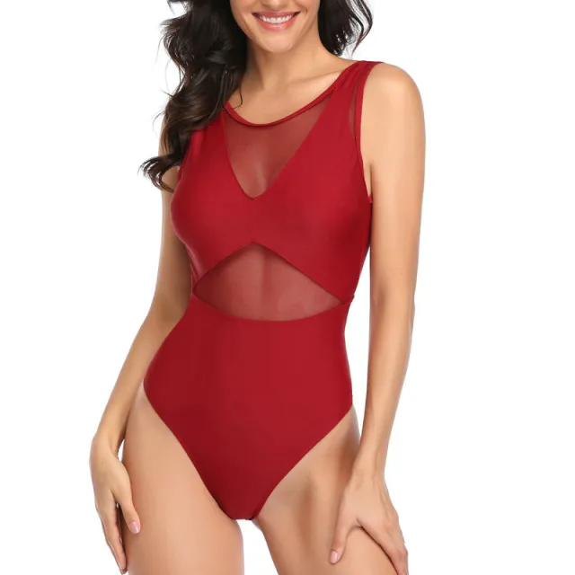 One piece mesh swimsuit Red - Shop at LoveMi
